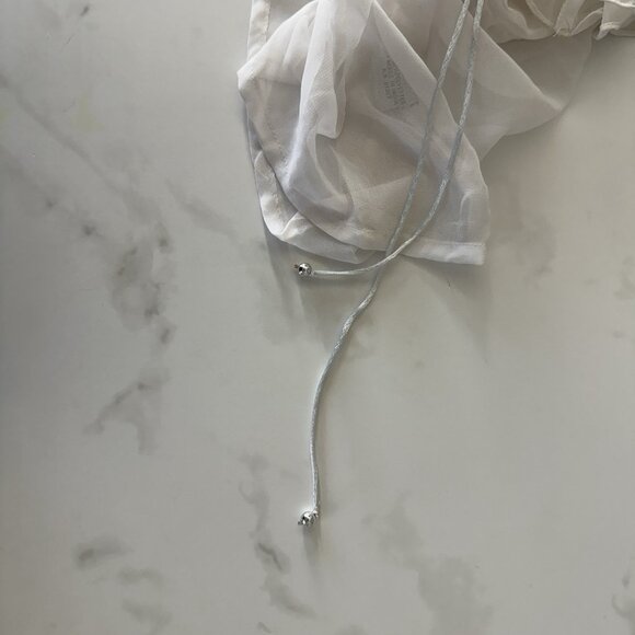 Vintage Solitaire Swim White Sheer Cover Up Beaded Embellished Chiffon Top - Picture 8 of 9